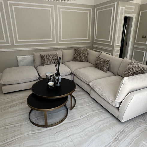 Oscar Pebble 4 Piece Corner Sofa & Stool